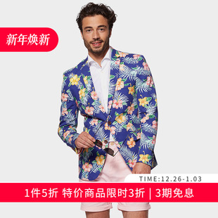 OPPOSUITS西服夏威夷花卉印花痞帅西装 外套休闲西服男oppo西装