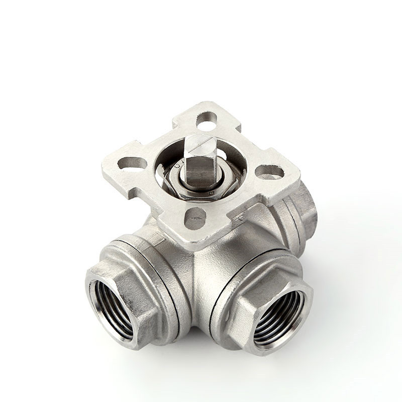 不锈钢三通高平台球阀 304高平台气动球阀DN15 DN20 DN25 40-DN50