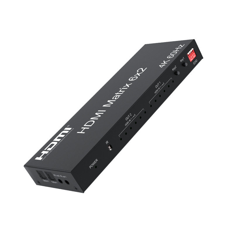 HDMI2.0矩阵6X2切换视频六进二出6进2出高清切换器音频分离4K60HZ