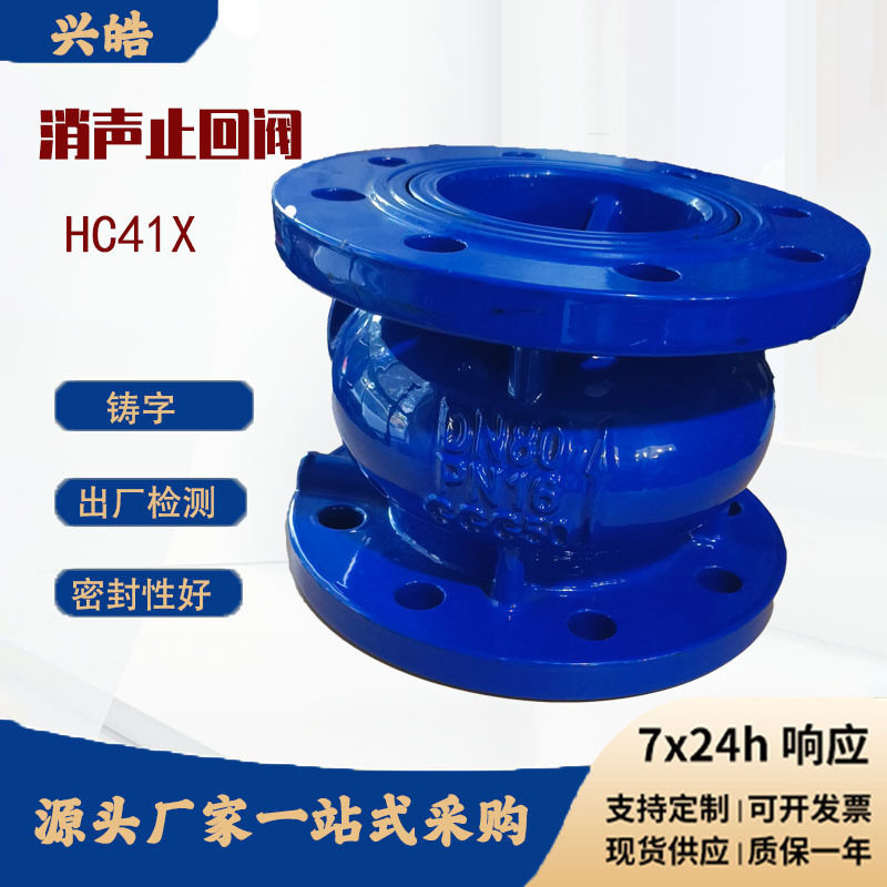 圆肚消声止回阀HC41X球墨铸铁 铁芯铜芯不锈钢芯静音立式逆止阀