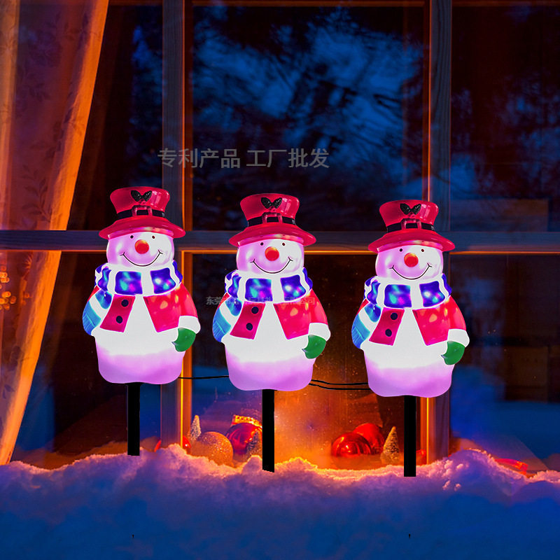 跨境地插灯圣诞雪人可拆卸LED灯串户外草坪灯RGB插地灯圣诞氛围灯