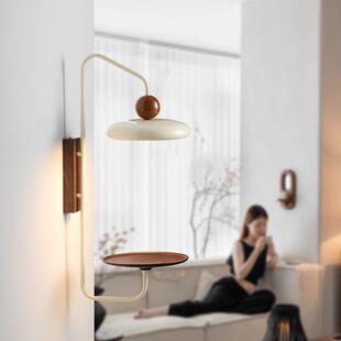 创意日式中古风高级感壁灯奶油色客厅沙发旁卧室床头带台面墙壁灯