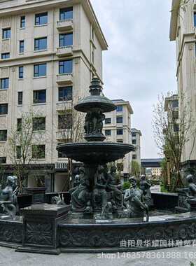石雕欧式喷泉大型户外庭院别墅水钵石头室内景观流水摆件