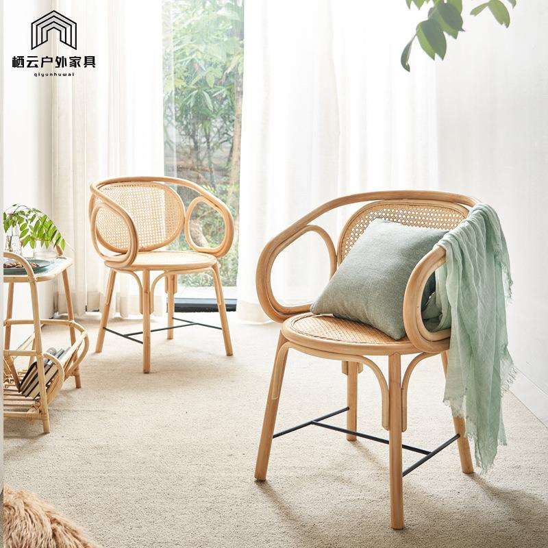 北欧风靠背椅庭院休闲藤编茶几组合酒店民宿小桌椅卧室藤椅三件套