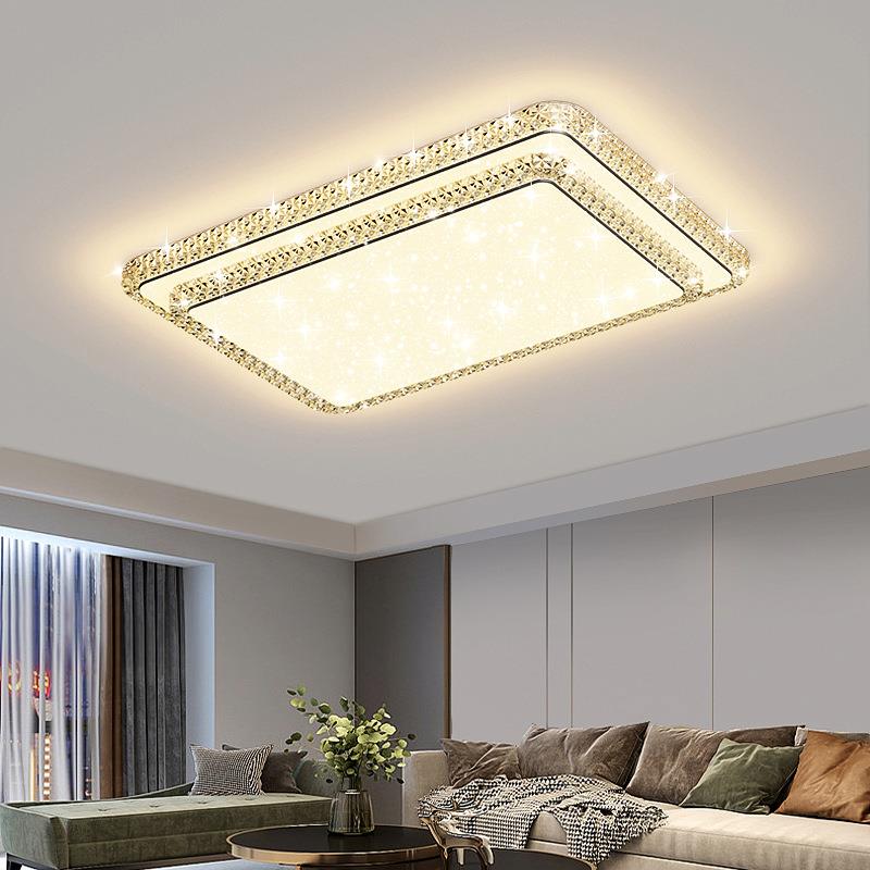 客厅主灯2024新款现代简约大气水晶吊灯吸顶灯具组合中山跨境