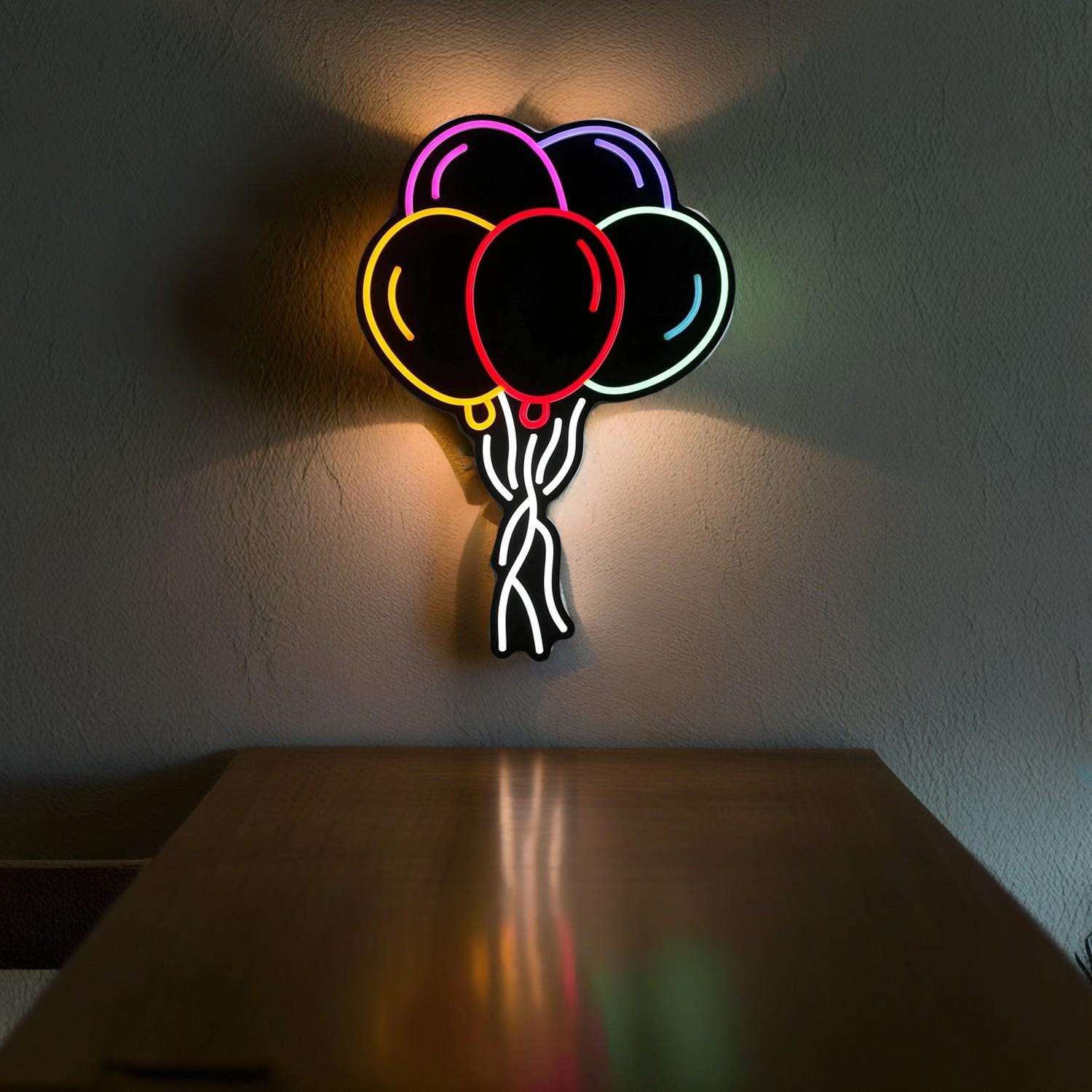 亚马逊热销发光气球造型灯广告灯节日装饰灯黑色背镜板LED霓虹灯