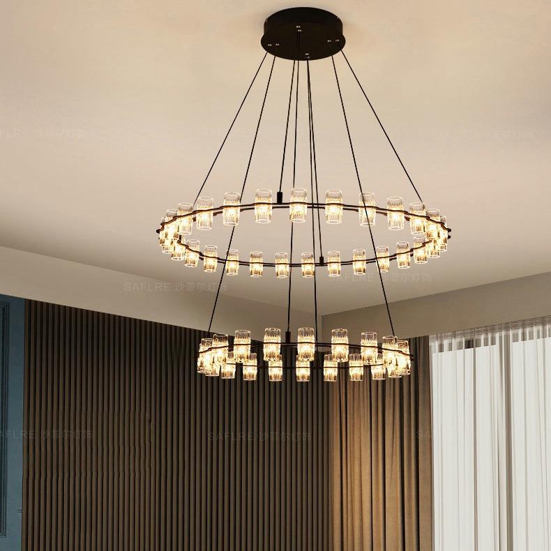 后现代轻奢简约客厅吊灯家用大厅餐厅卧室灯新款意式圆环别墅灯具