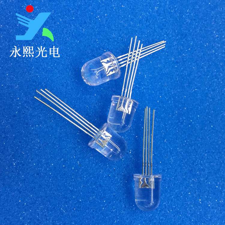 10MM直插灯珠全彩rgb灯珠发光二极管 f10透明共阳led灯珠rgb