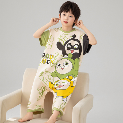 男童夏季薄款纯棉睡衣