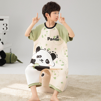 儿童睡衣夏季纯棉短袖连体薄款