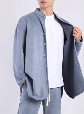 针织开衫外套立领休闲户外厚款保暖秋冬季男装上衣衬衫短款风衣