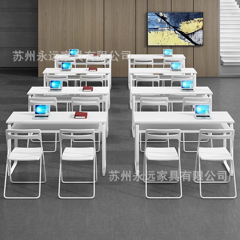 简约时尚办公培训桌办公桌长条桌学习桌会议桌钢架桌培训椅钢架椅