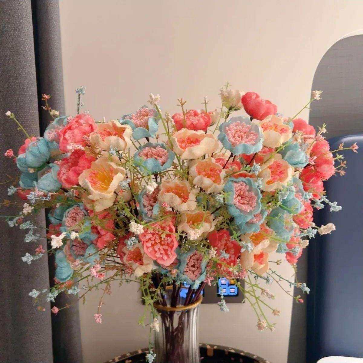 轻奢仿真花摆设杜鹃花假花客厅餐桌装饰花束花艺家居摆件品绢花