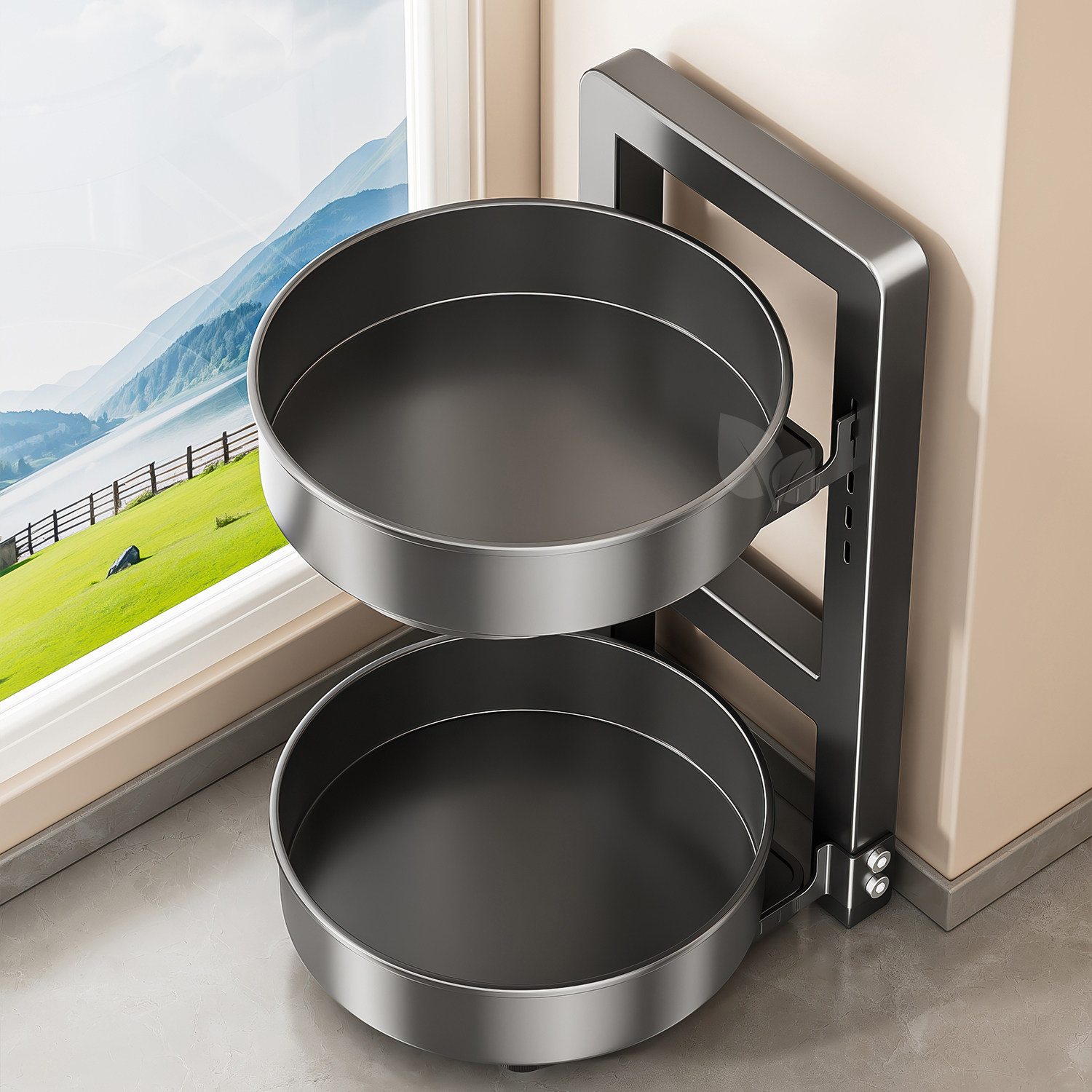 厨房调料置物架旋转调味品架子双层家用台面转角多功能调料收纳架