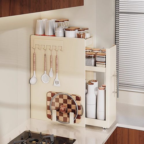 台面窄边抽拉式多层调料置物架