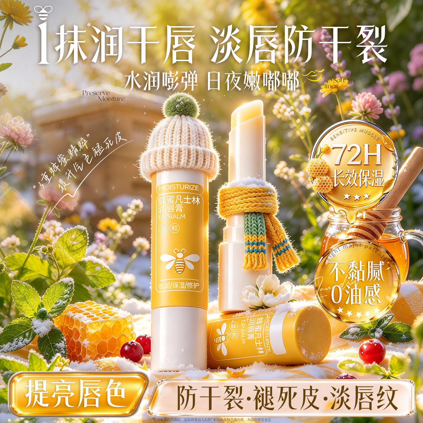 润唇膏膜凡士保湿滋润秋冬补水防干裂去死皮林淡唇纹男女官方正品