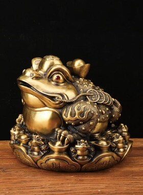 铜金蟾摆件八方纳财金蟾A蟾蜍九子蟾元宝金蟾定制