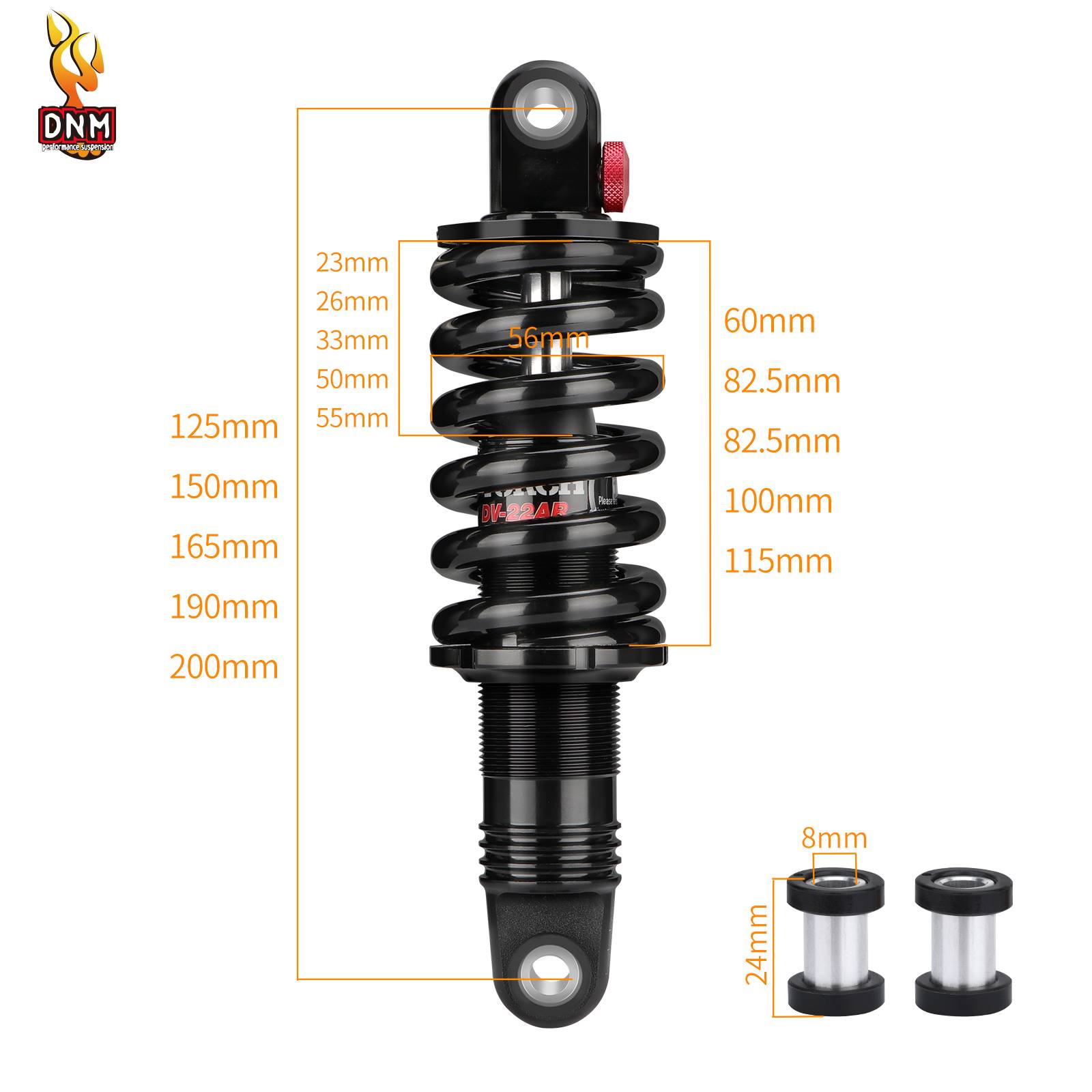 DNM油压弹簧避震器山地自行车软尾越野车后胆DV-22AR阻尼调节减震