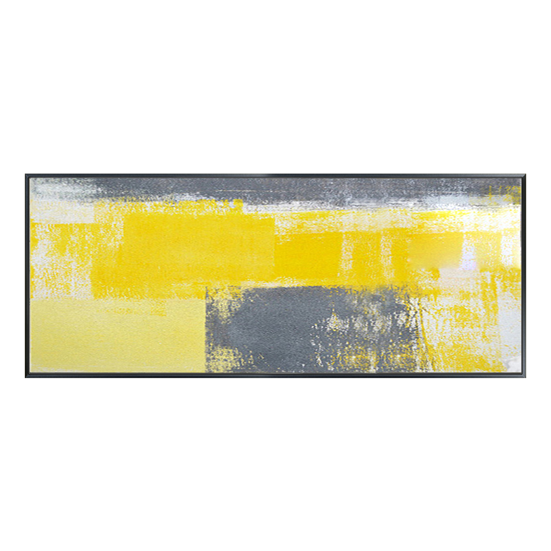 急速发货后现代抽象卧室床头装饰画黄色欧式创意横幅长方形客厅背图片