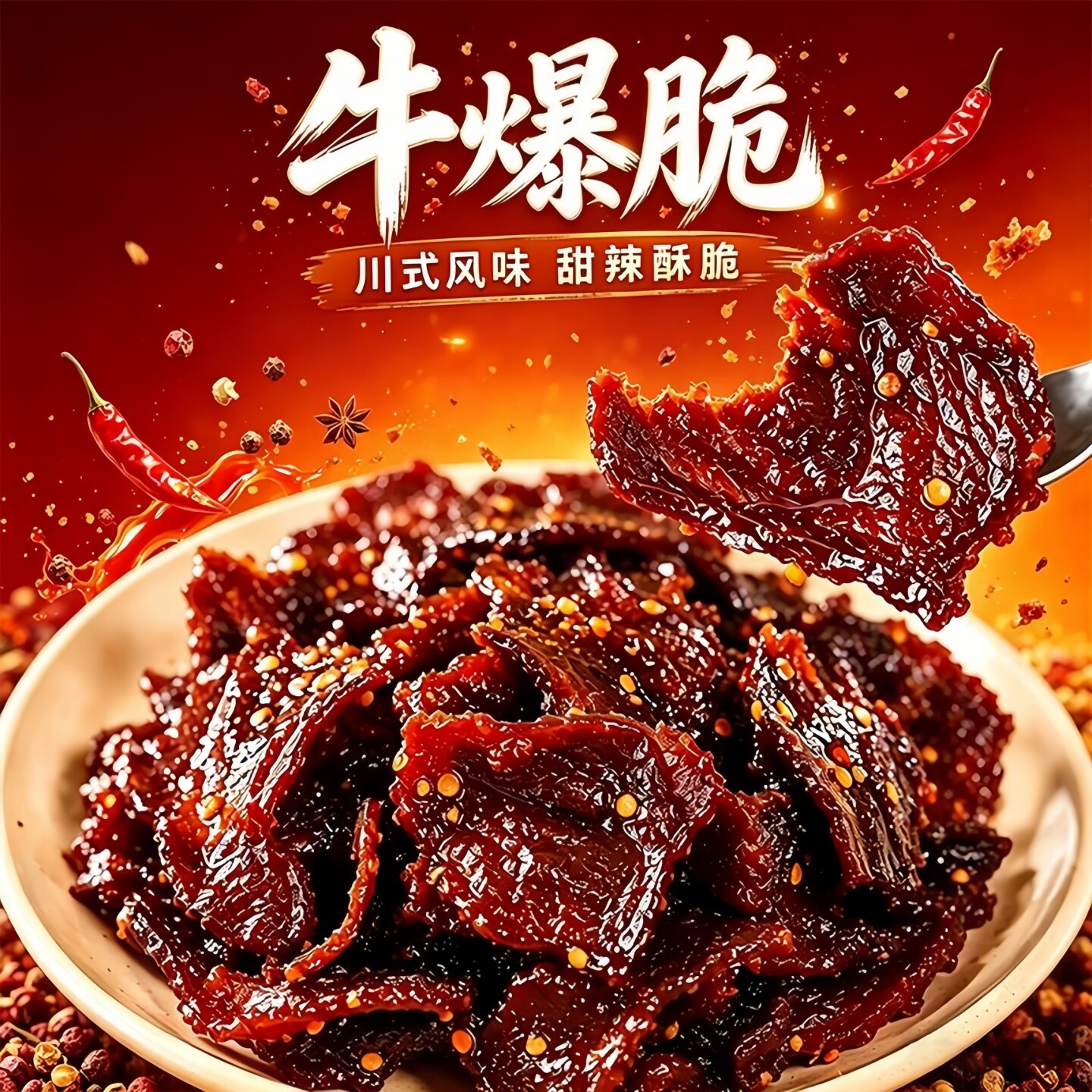 牛爆脆糖醋麻辣爆辣解馋松胸口零食牛肉川式牛脆片椒盐开罐即食