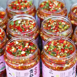 农家自制香辣彩椒酱蒜蓉辣椒酱下饭菜剁椒酱拌饭酱青红辣椒酱湖南