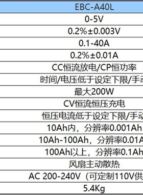 EBC-A40L 大电流 锂电铁锂三元动力电池容量测试仪 充放电40A