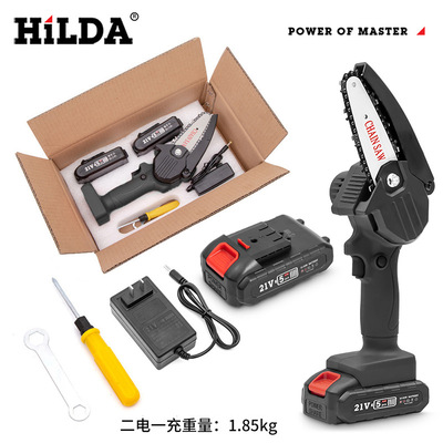 HiLDA充电无线迷你电s链锯木工锯单手电动锯园林伐木锯锂电链锯