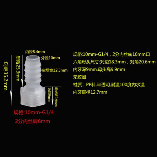 1分2分3分内螺纹宝塔接头内丝塑料宝塔水嘴直通内牙转宝塔喷头内
