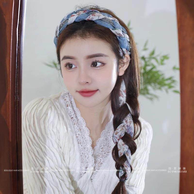 现货发带飘带发箍女款o复古编发丝巾头箍2025新款发捆绑发丝盘发