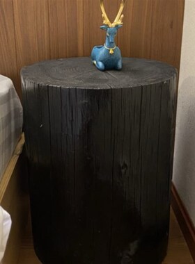 速发侘子风碳寂黑色杉木树桩实木木桩底座原木墩化木头墩坐凳根雕