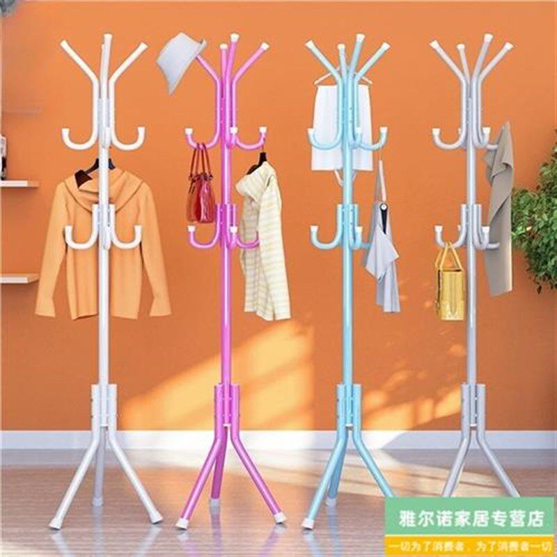 速发衣帽架落地金室挂衣架式约立简卧属衣服架子家用客厅挂包架子
