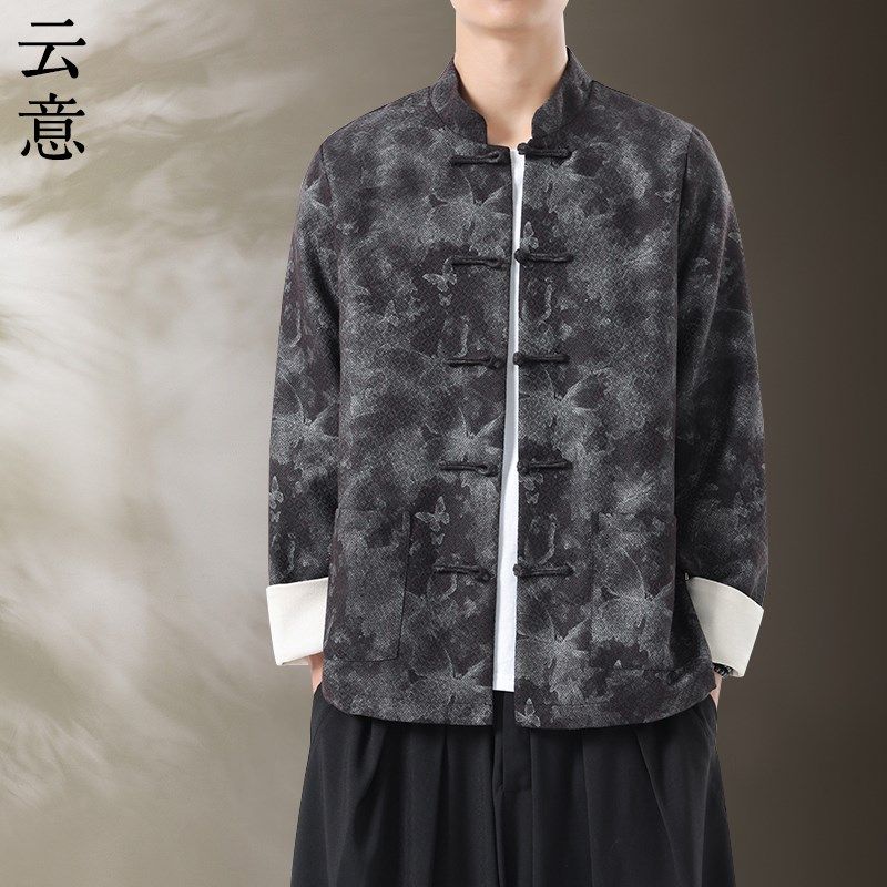 速发中国风码套唐中式立领男装复古风盘扣上衣宽松夹克大外中山装,男装,唐装,淘宝优惠券,粉丝福利购,淘宝优惠卷