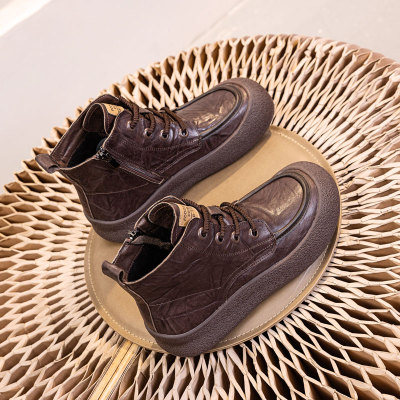 复古真皮平底大码马丁靴女41到43