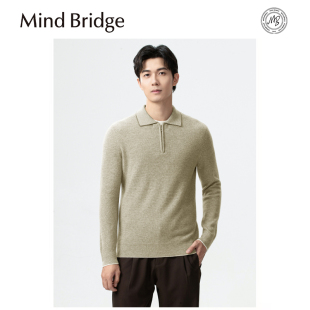 翻领长袖 休闲半高拉链polo针织衫 T恤打底毛衣秋冬 Bridge美式 Mind