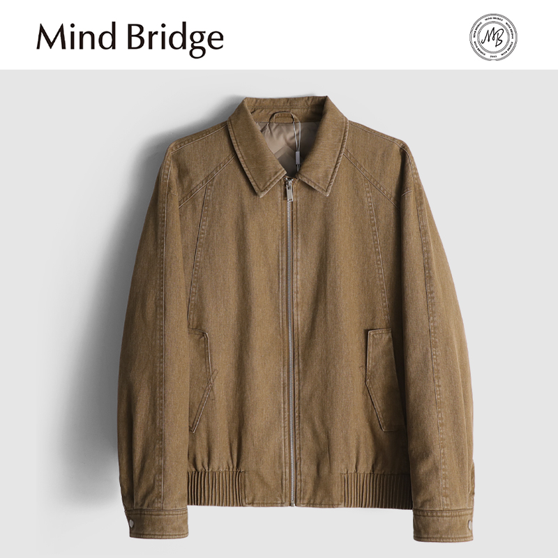 Mind Bridge高端新款秋冬季鸭绒轻薄羽绒服男士工装夹克牛仔外套