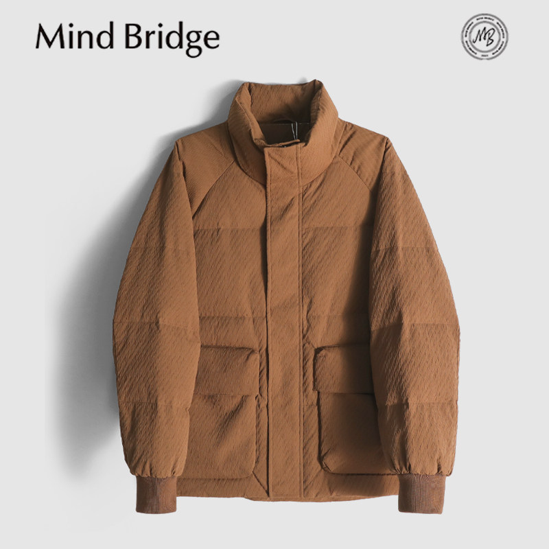 Mind Bridge2025冬新款男士户外保暖提花肌理感90鸭绒羽绒服外套,男装,羽绒服,淘宝优惠券,粉丝福利购,淘宝优惠卷