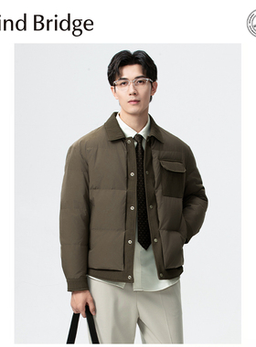 Mind Bridge2025秋冬季新款男士轻薄设计感拼接翻领夹克棉服外套