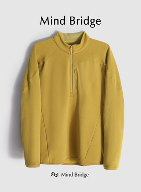 Mind Bridge轻量半拉链抓绒衣男款2024秋季新款保暖透湿排汗上衣