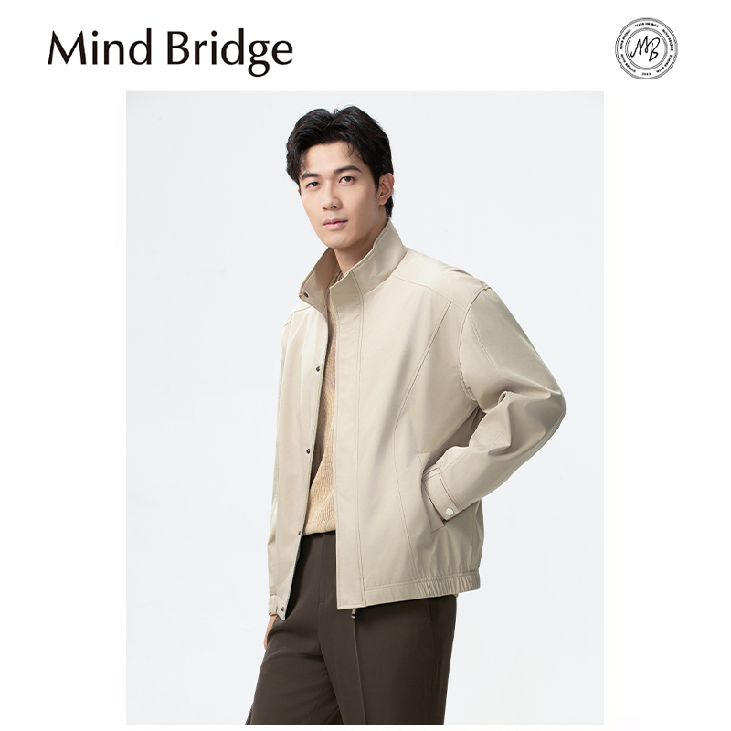 Mind Bridge2025秋季新款男士高级感商务休闲行政风立领夹克外套