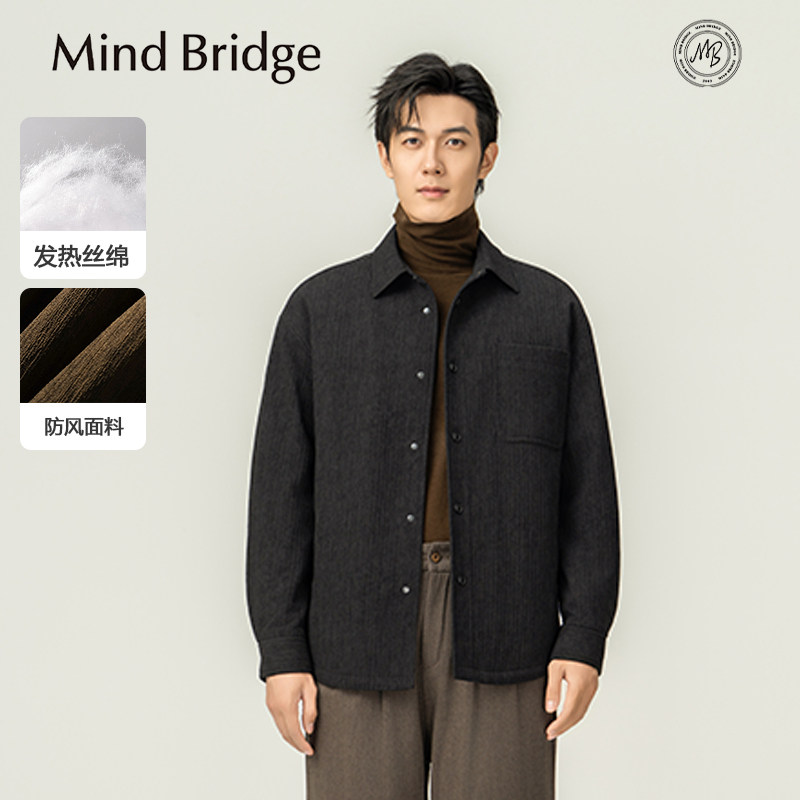 Mind Bridge2025秋冬季新款男士轻薄高级感衬衫式夹克棉衣外套潮