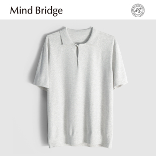 内搭短袖 Mind 纯色翻领宽松打底针织衫 新款 T恤男 Bridge2025秋冬季