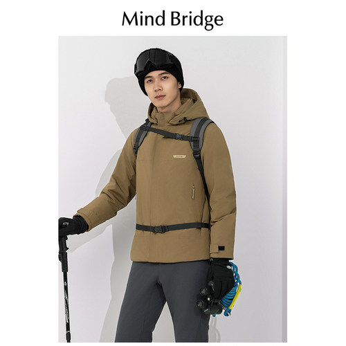 Mind Bridge户外90白鸭绒羽绒服男士2025冬季新款工装保暖外套潮