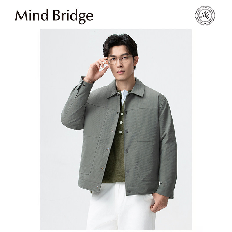 Mind Bridge2025秋冬季新款男士户外机能风90鸭绒短款夹克羽绒服