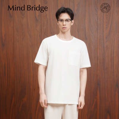 Mind Bridge2026夏季新款男高级感复古亚麻棉混纺凉感宽松短袖T恤