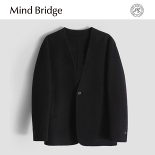 毛呢大衣男潮牌高级感宽松休闲夹克复古外套 短款 Mind Bridge韩版