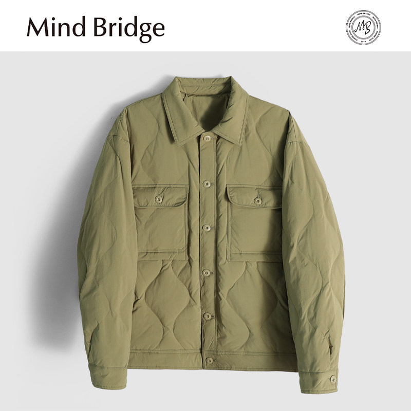 Mind Bridge2025秋冬季新款男高端商务休闲衬衫式翻领夹克羽绒服