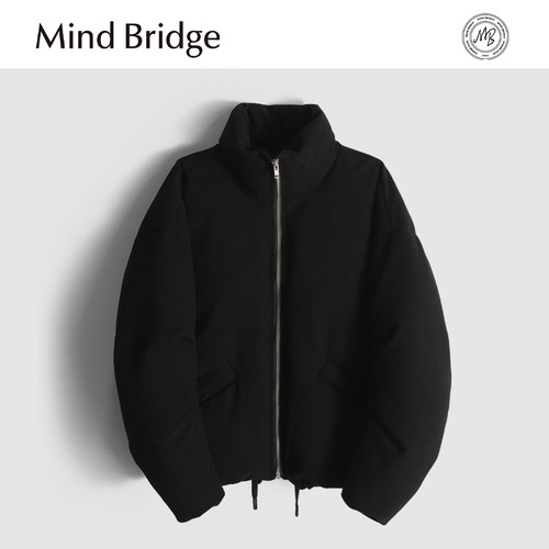 Mind Bridge2025冬季新款男士高级感仿毛呢立领夹克羽绒服外套潮