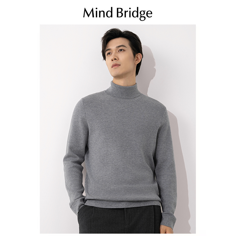 Mind Bridge男毛衣2024新款秋冬季潮牌高领长袖打底衫内搭针织衫
