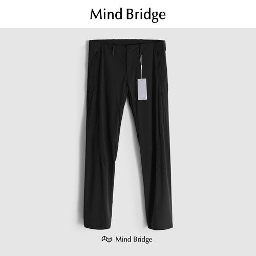Mind Bridge春夏男裤休闲裤直筒裤机能裤长裤运动裤子黑色防风裤