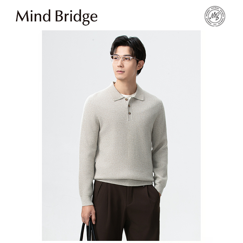Mind Bridge毛衣男2025秋冬新款复古polo领毛线衣高级感针织外套